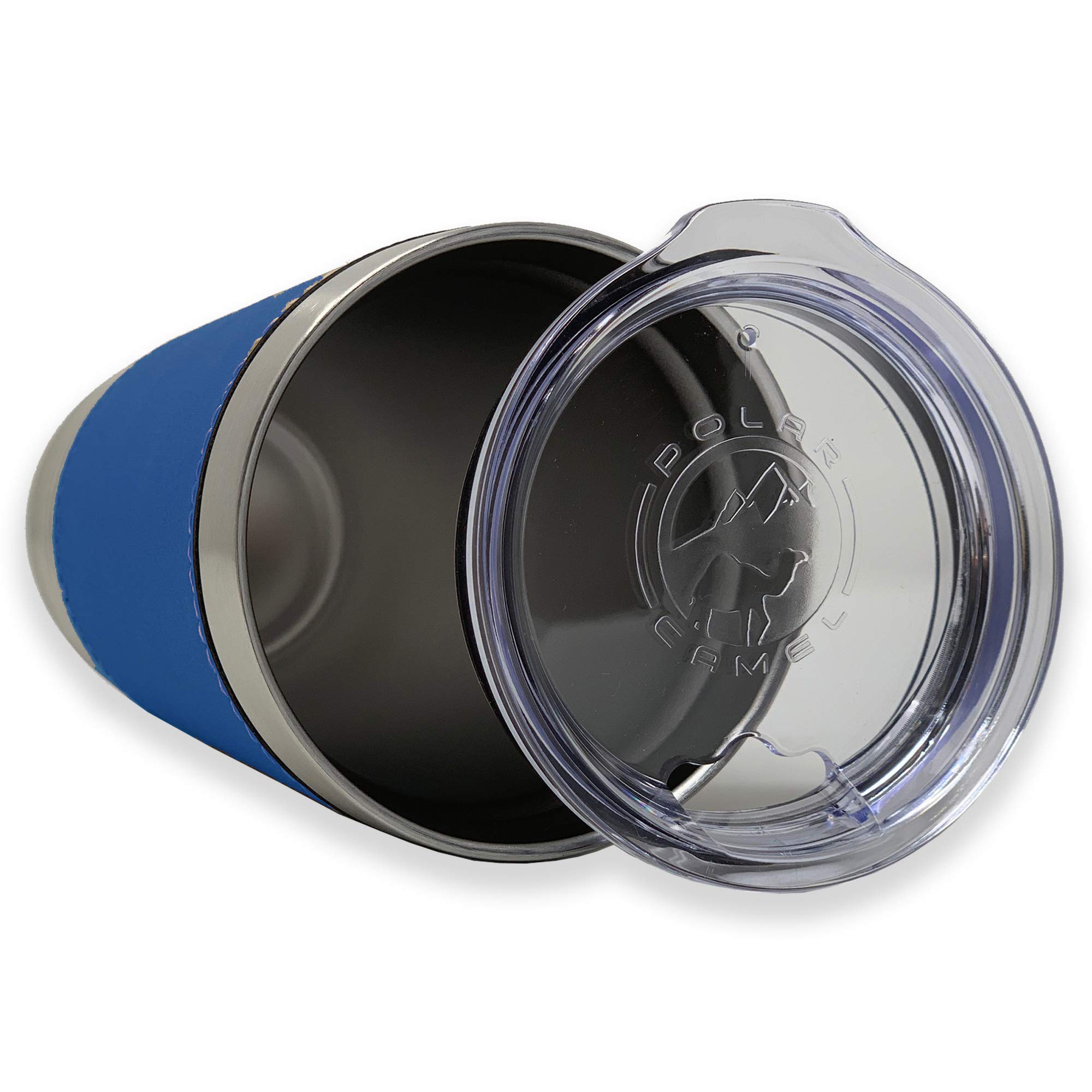 LaserGram 20oz Vacuum Insulated Stainless Steel Tumbler with Leakproof Lid - Custom Engraved Bull Terrier Dog Design, Faux Leather Wrap & Blue Finish - Perfect for Coffee, Tea & Cold Drinks at Home, Office or Travel