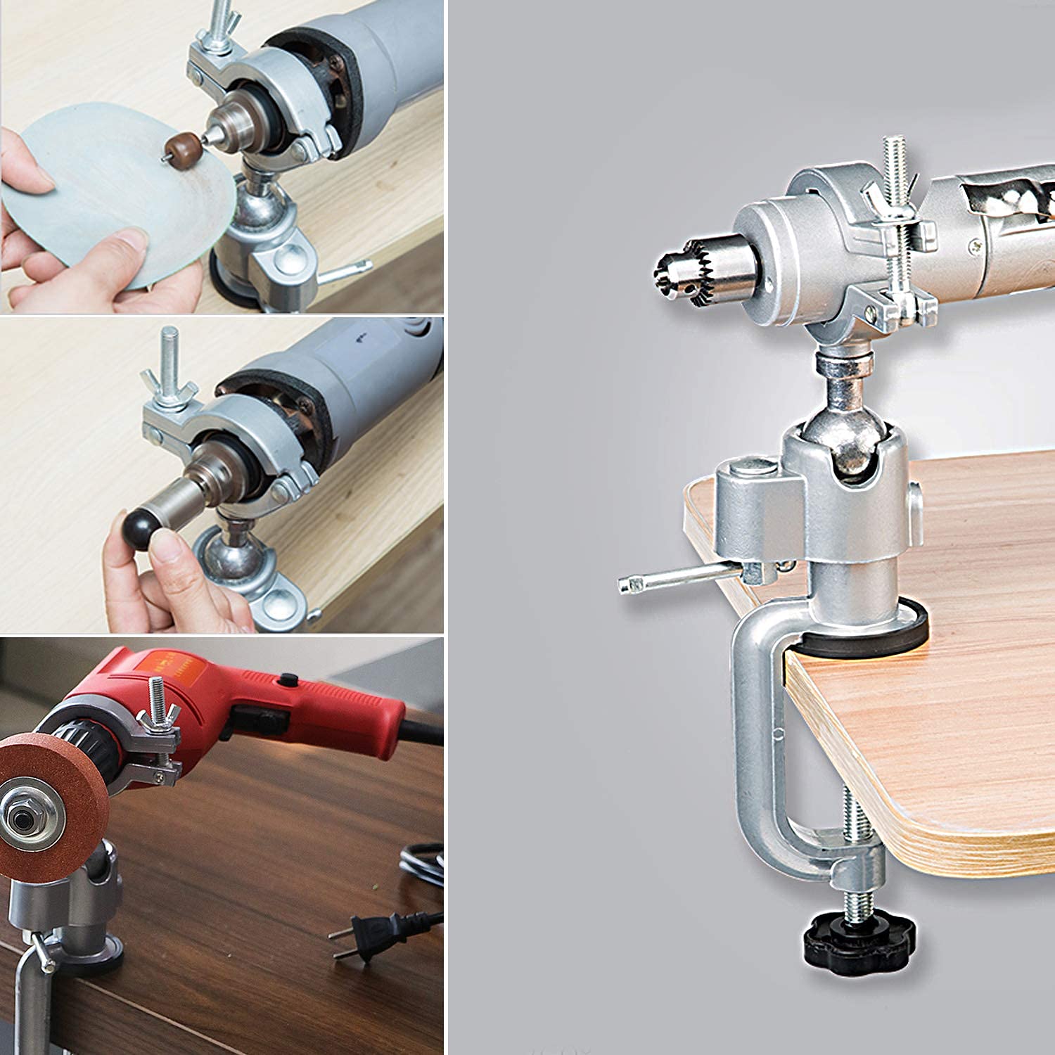 360° Rotating Bench Clamp Vise - Heavy Duty Grinder Holder for Metal & Woodworking, Jewelry Making - Perfect for Drilling, Sanding & Small Workshop Projects