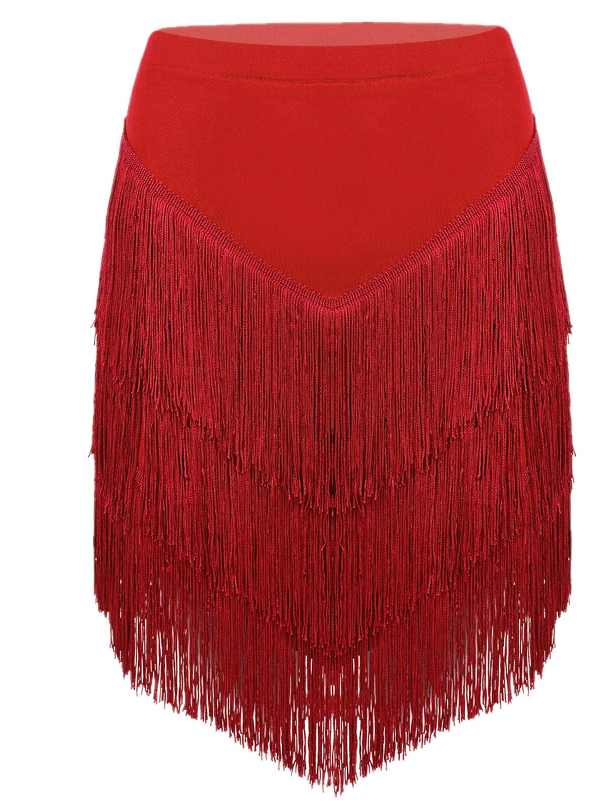 TSSOE Women's Flowy Tassel Fringe Skirt for Tango, Ballroom, Samba & Salsa Dancing - Elegant Latin Dancewear for Performances & Practice