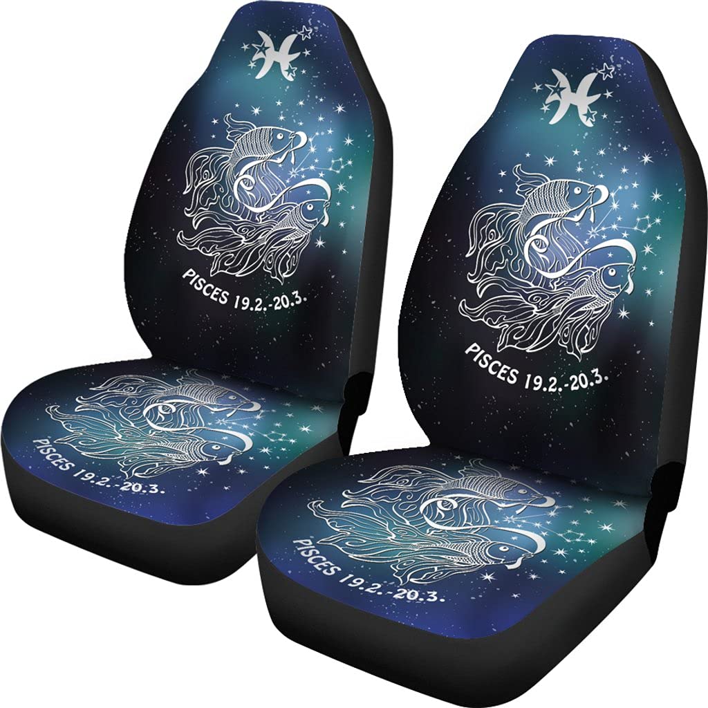 Pisces Zodiac Car Seat Covers Set of 2 - Custom Car Seat Protectors for Front Seats - Perfect for Astrology Enthusiasts and Car Interior Protection