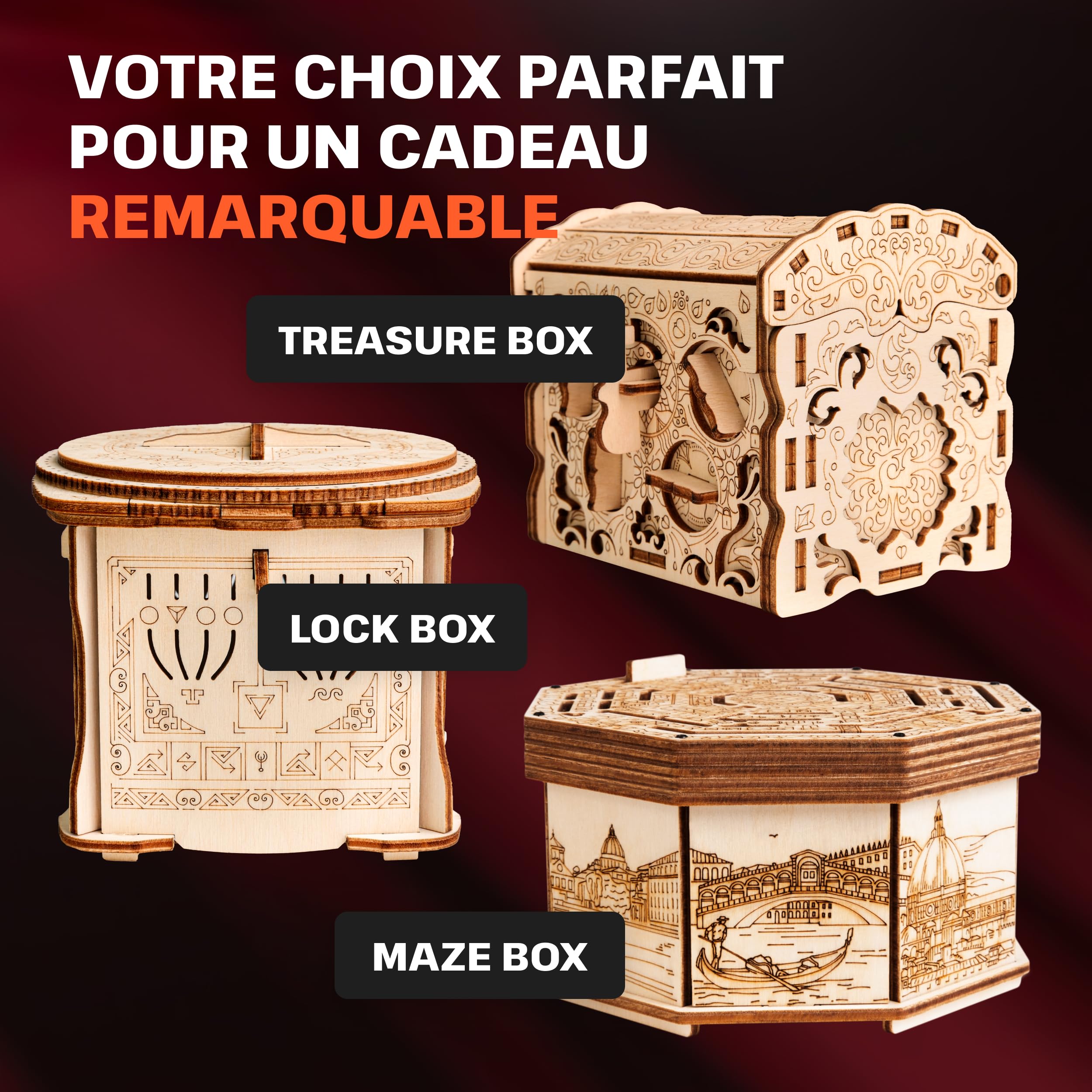 ESC WELT 3D Wooden Secret Maze Puzzle Box - Creative Gift Box for Teens & Adults - Brain Teaser & Logic Game - Perfect for Escape Rooms, Parties & Stress Relief