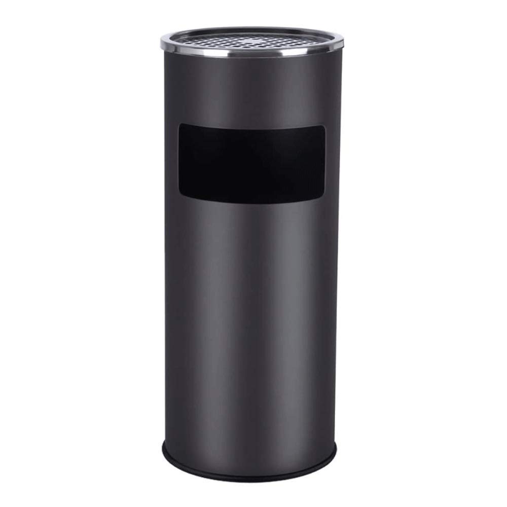 CAIMEI 2-in-1 Stainless Steel Cigarette Ashtray & Ash Holder - Outdoor Standing Metal Bin with Removable Inner Bucket (60.5x24.5cm, Black) - Perfect for Patio, Garden, Smoking Areas & Backyard Use