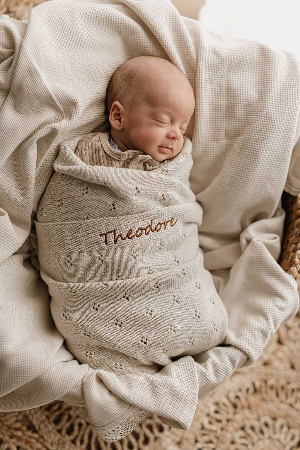 Personalized Baby Blanket - Soft Oatmeal Pointelle Knit for Newborns & Infants - Perfect for Nursery, Gift Giving & Photo Shoots
