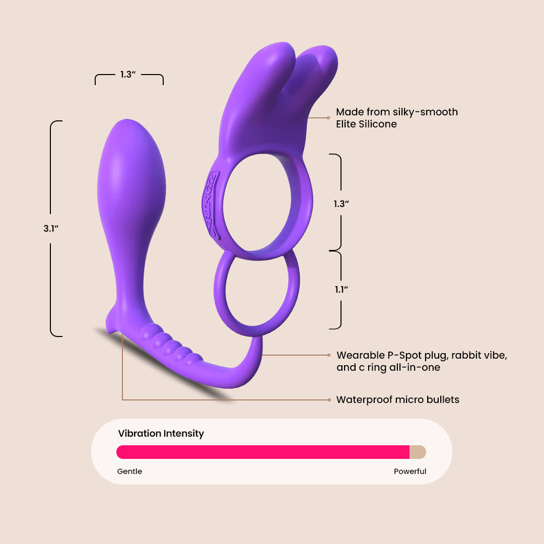 Fantasy C Ringz Ass Gasm Vibrating Rabbit - Remote Controlled Vibrating Plug with C Ring for Couples | Enhance Intimacy & Pleasure in Bedroom Play