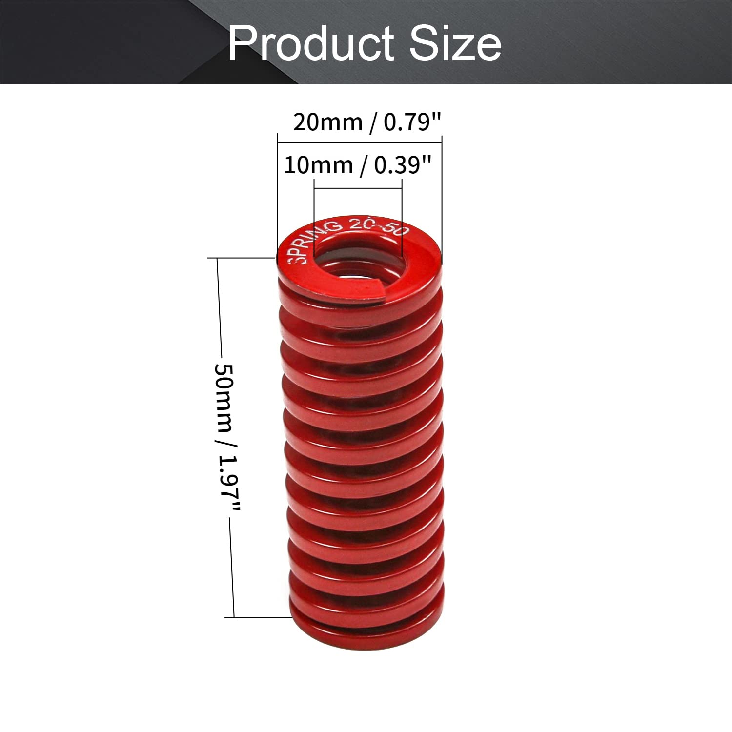 MroMax 3D Printer Die Spring - 20mm OD, 50mm Length, Medium Load Compression Mold Spring for Creality Ender 3/5, Electric Parts, Red (1PC) - Perfect for 3D Printer Maintenance & Repairs