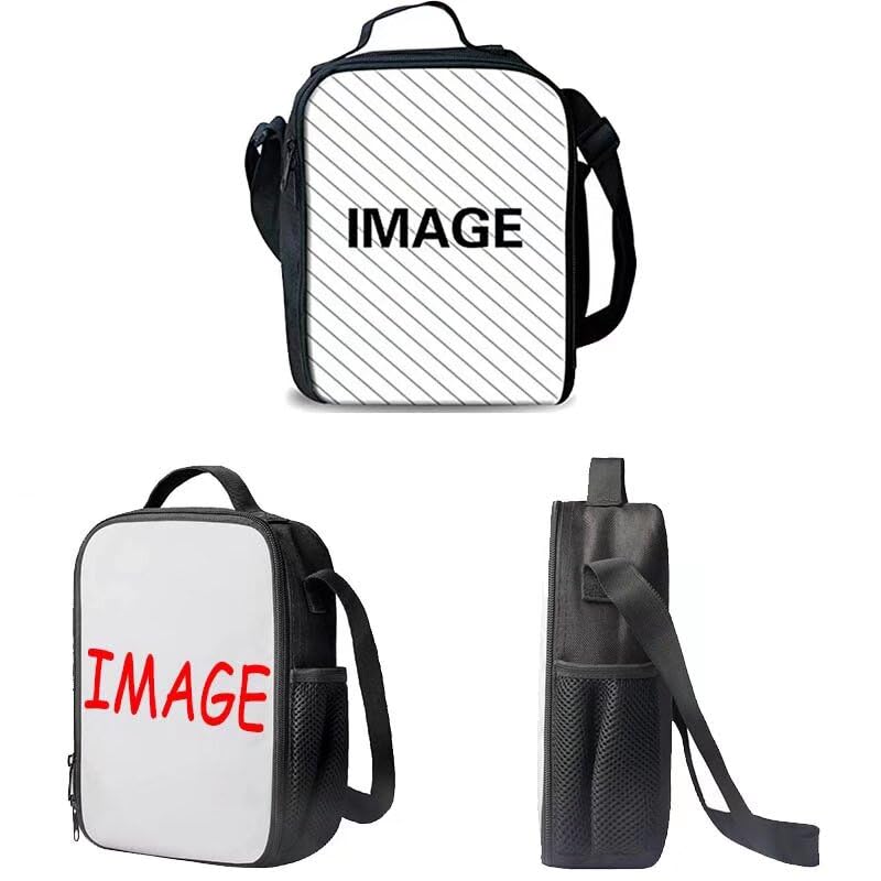 AMZPrint 3-in-1 Ice Hockey School Backpack Set - 17 Inch Black Student Backpack with Insulated Lunch Box & Pencil Case - Perfect for School, Sports & Travel