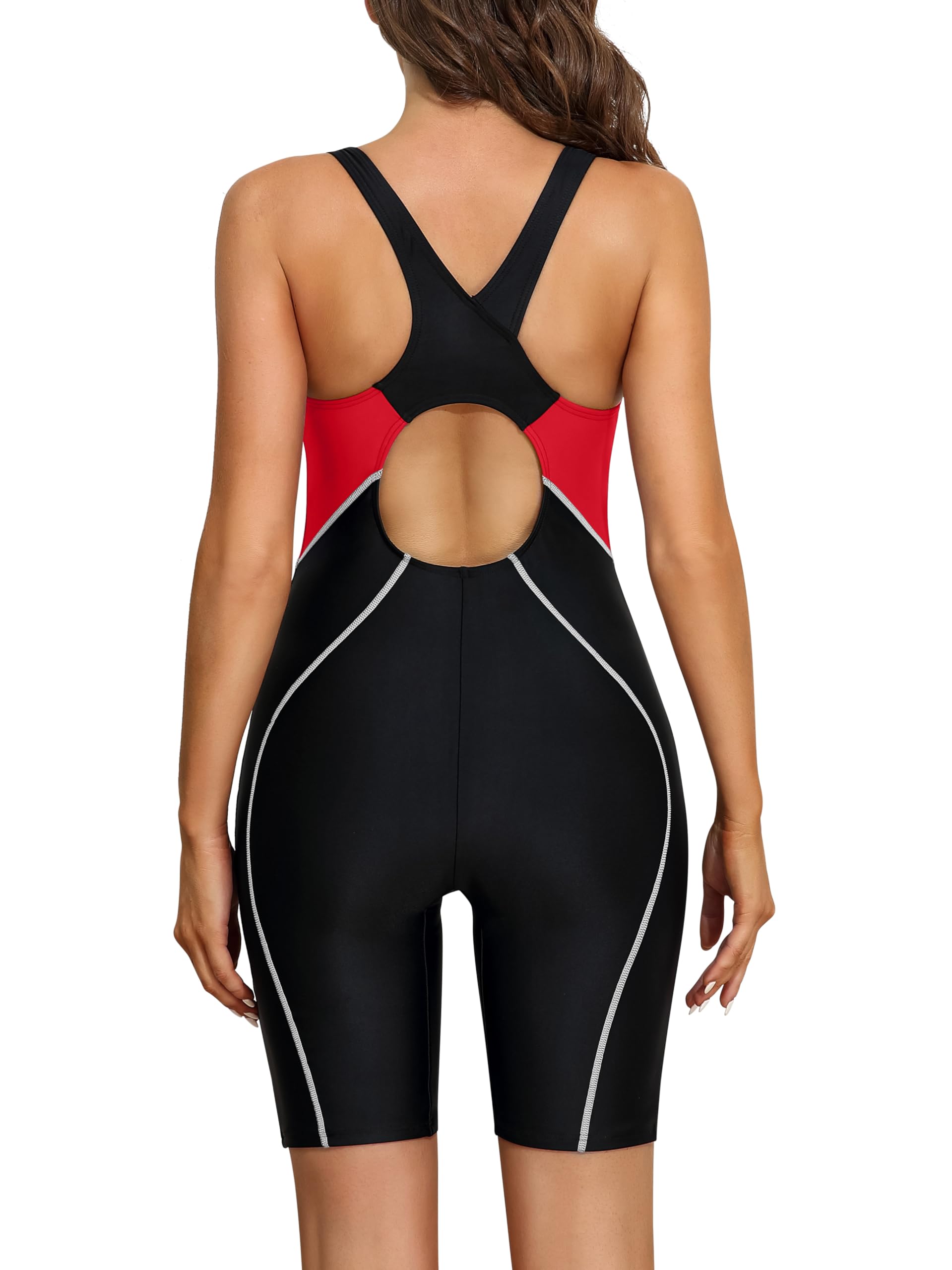 **ATTRACO Women's Athletic One Piece Swimsuits - High Performance Boyleg Swimwear with Racerback Design for Swimming, Surfing & Beach Workouts**