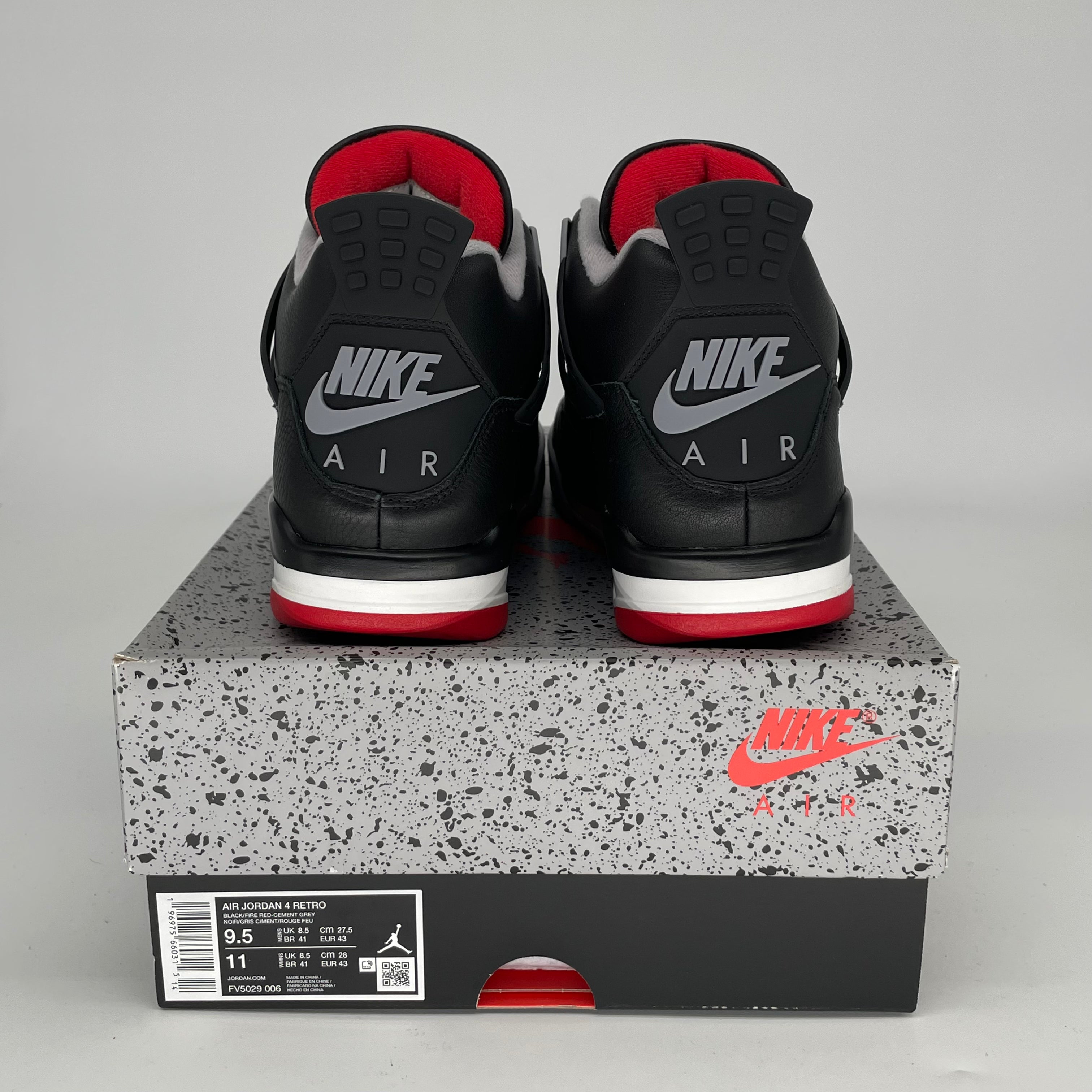 Original Air Jordan 4 Bred Reimagined Men's Basketball Shoes - Size 9.5/11W (FV5029-006) - Retro Style for Streetwear & Sneaker Collectors - Perfect for Casual Wear, Sports & Fashion Outfits