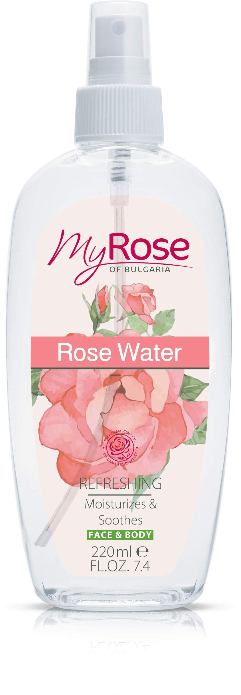 Organic Rose Water Facial Mist with Rosa Damascena Oil - Hydrating & Soothing Face & Body Spray (220ml) for Dry Skin, Makeup Setting & Summer Refreshment | Natural Skincare, Daily Hydration, Spa & Travel Essential