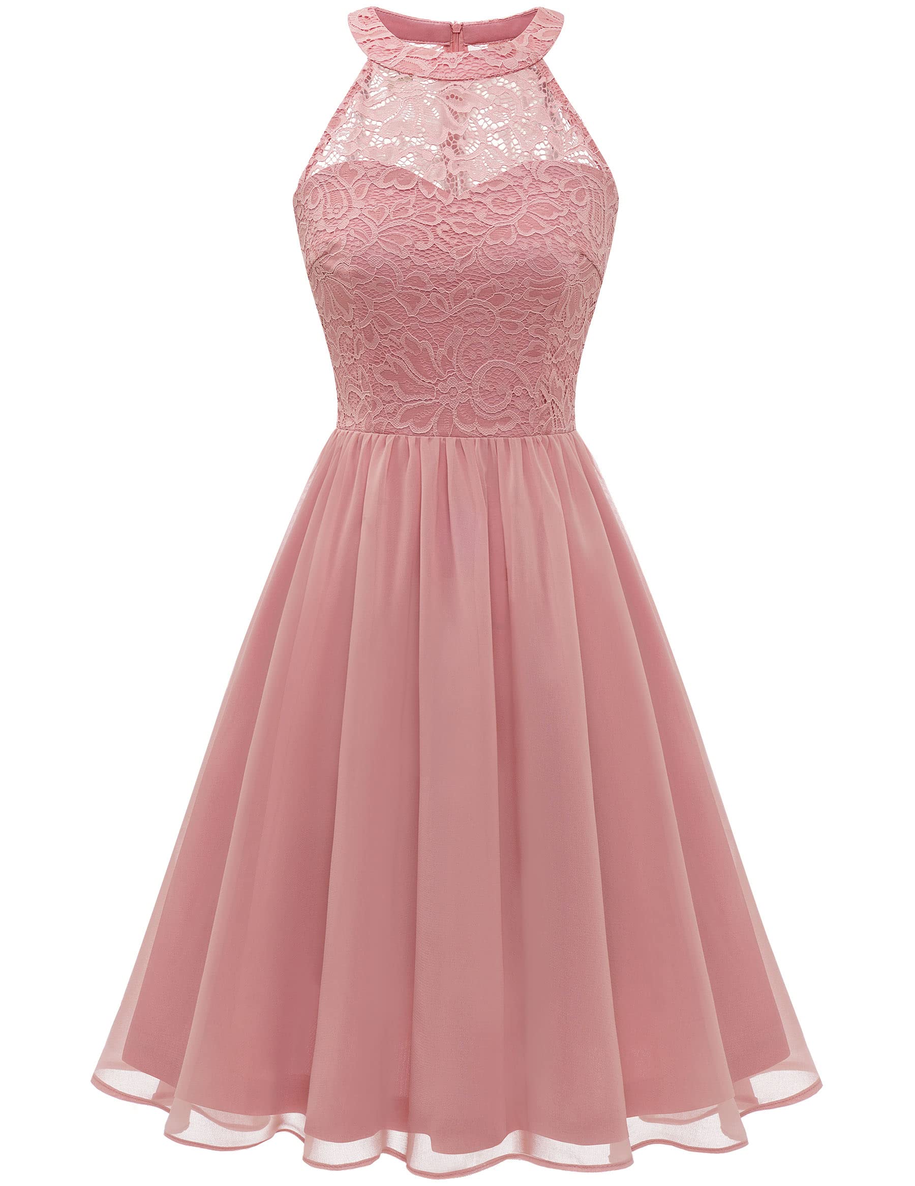 Wedtrend Women's Short Prom Dress - Floral Lace Chiffon Sleeveless Bridesmaid & Homecoming Dress | Perfect for Weddings, Parties & Special Occasions