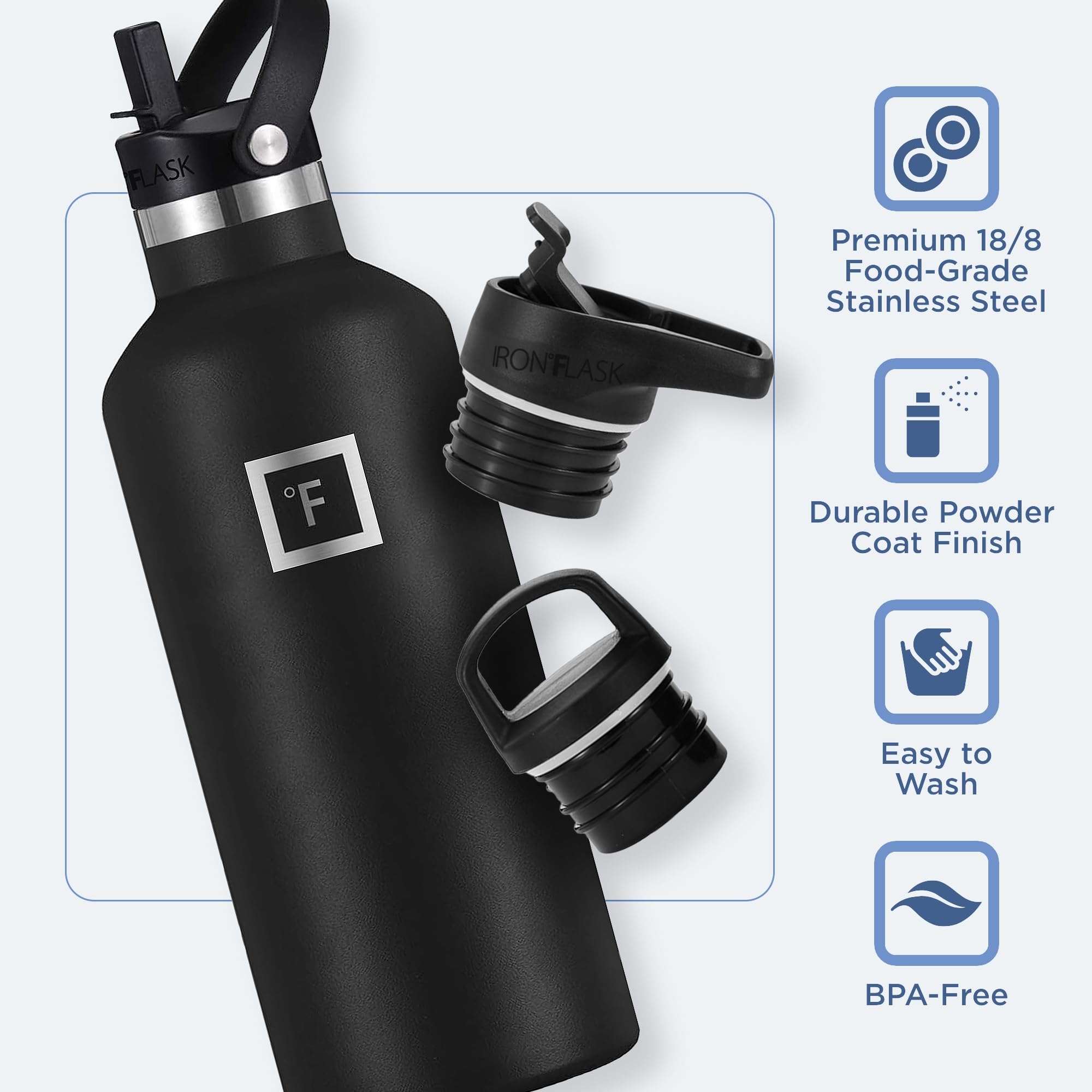 IRON °FLASK 32oz Stainless Steel Water Bottle with Straw - Leakproof, BPA Free, Vacuum Insulated for Hot & Cold Drinks - Perfect for Gym, Hiking, Office & Outdoor Activities (Dark Rainbow)