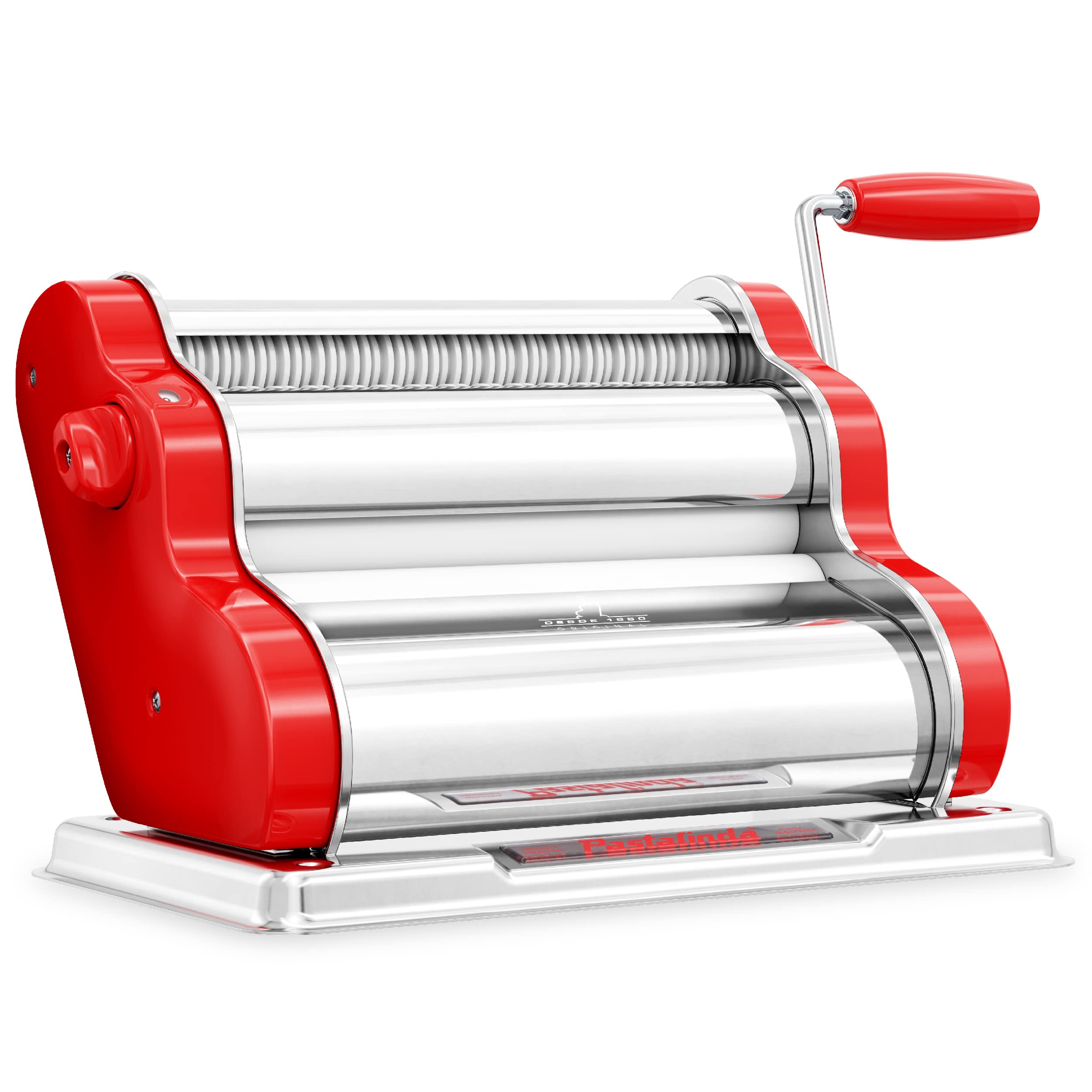 PASTALINDA Classic 260 Pasta Maker Machine - 26cm Wide Stainless Steel Rollers with 9 Thickness & 2 Cutting Positions - Includes Reinforced Hand Crank & 2 Clamps - Perfect for Homemade Pasta, Ravioli & Noodles - Ideal for Italian Cuisine & Family Cooking