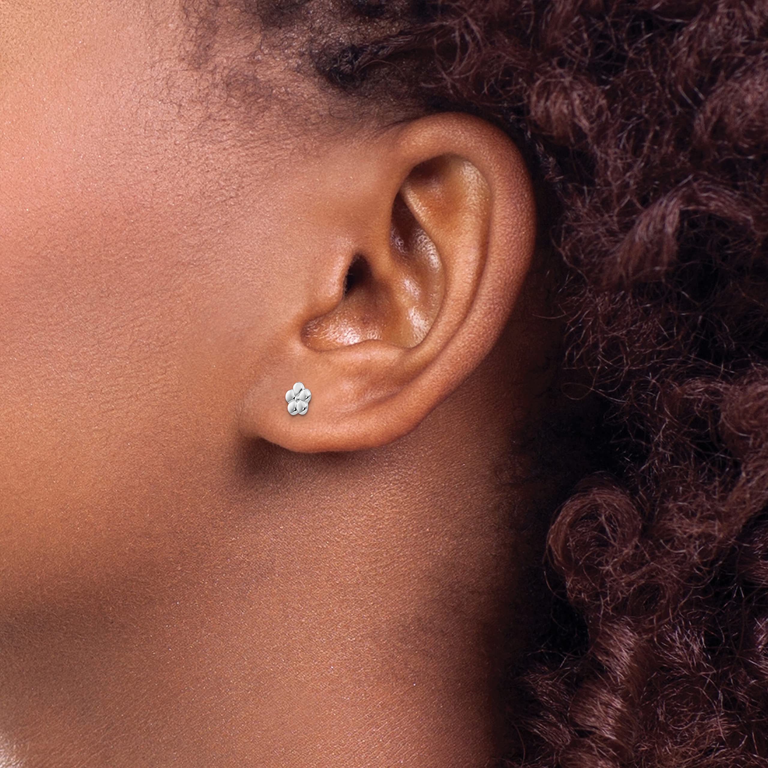 14K Solid White Gold Rose Flower Stud Earrings for Women - Elegant Floral Jewelry Gift for Her - Perfect for Weddings, Anniversaries & Special Occasions