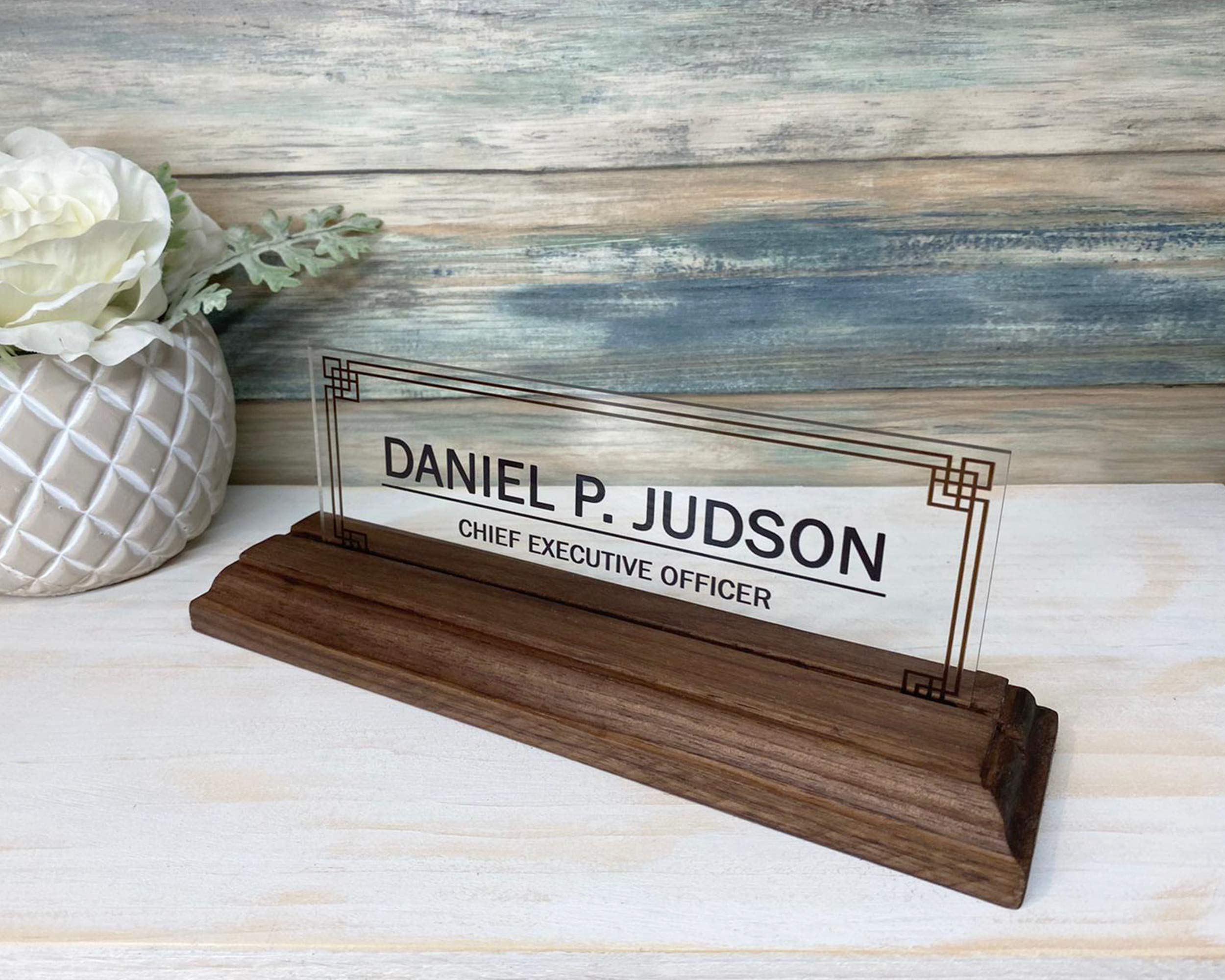Personalized Desk Name Plate for Men - Custom Engraved Office Name Sign (8