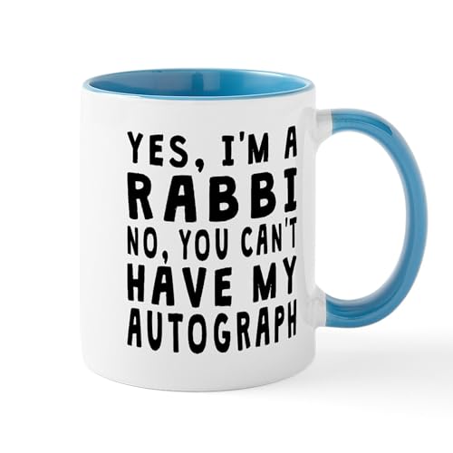 White/Blue Inside - Rabbi Autograph Mugs