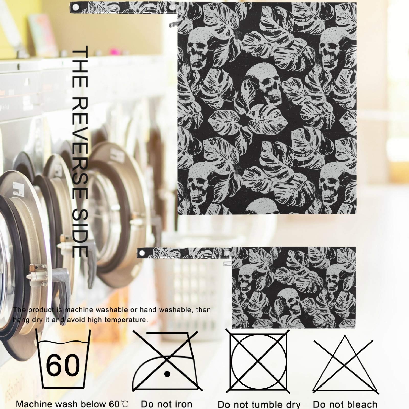 Visesunny 2Pcs Skull Leaf Black Pattern Wet Bags with Zippered Pockets - Washable & Reusable Waterproof Storage for Travel, Beach, Pool, Daycare, Stroller, Diapers, Gym Clothes, Swimsuits & Toiletries - Perfect for Baby Essentials, Sports Gear & Wet Items Organization