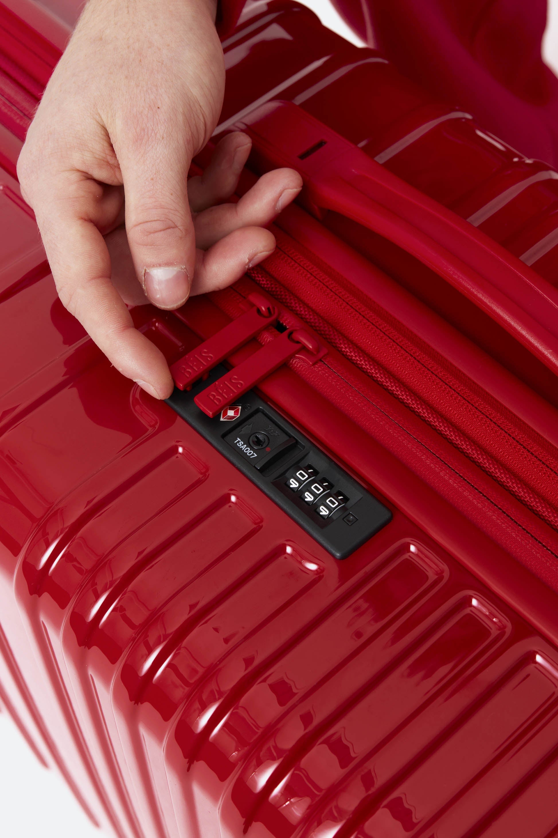 Textured Red Medium Check-In Roller Luggage - Perfect for Air Travel & Weekend Getaways