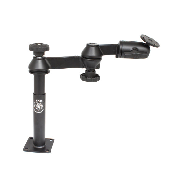 RAM Double Swing Arm Mount with Male & Female Tele Poles & Round Base (RAM VP SW1 47) - Perfect for Marine, Motorcycle, and Off-Road Vehicle Accessory Mounting