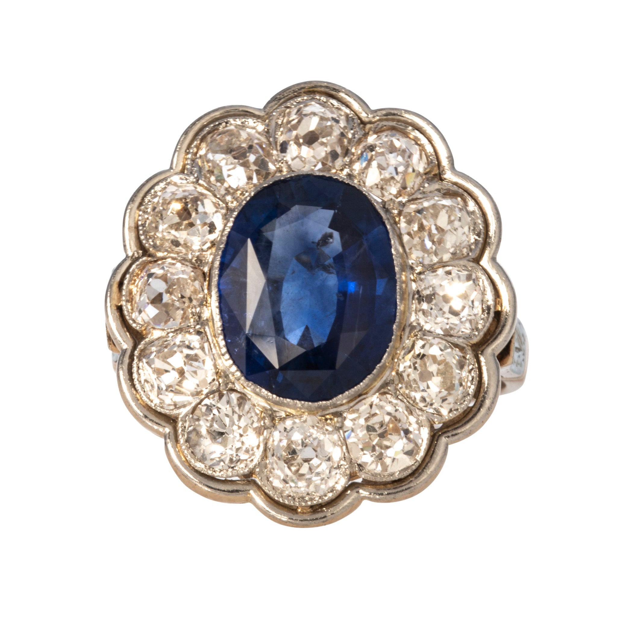 3.93ct Oval Sapphire & Diamond Cluster Ring in 14K Gold - Victorian Style Engagement Ring for Women, Perfect for Proposals, Anniversaries & Special Occasions
