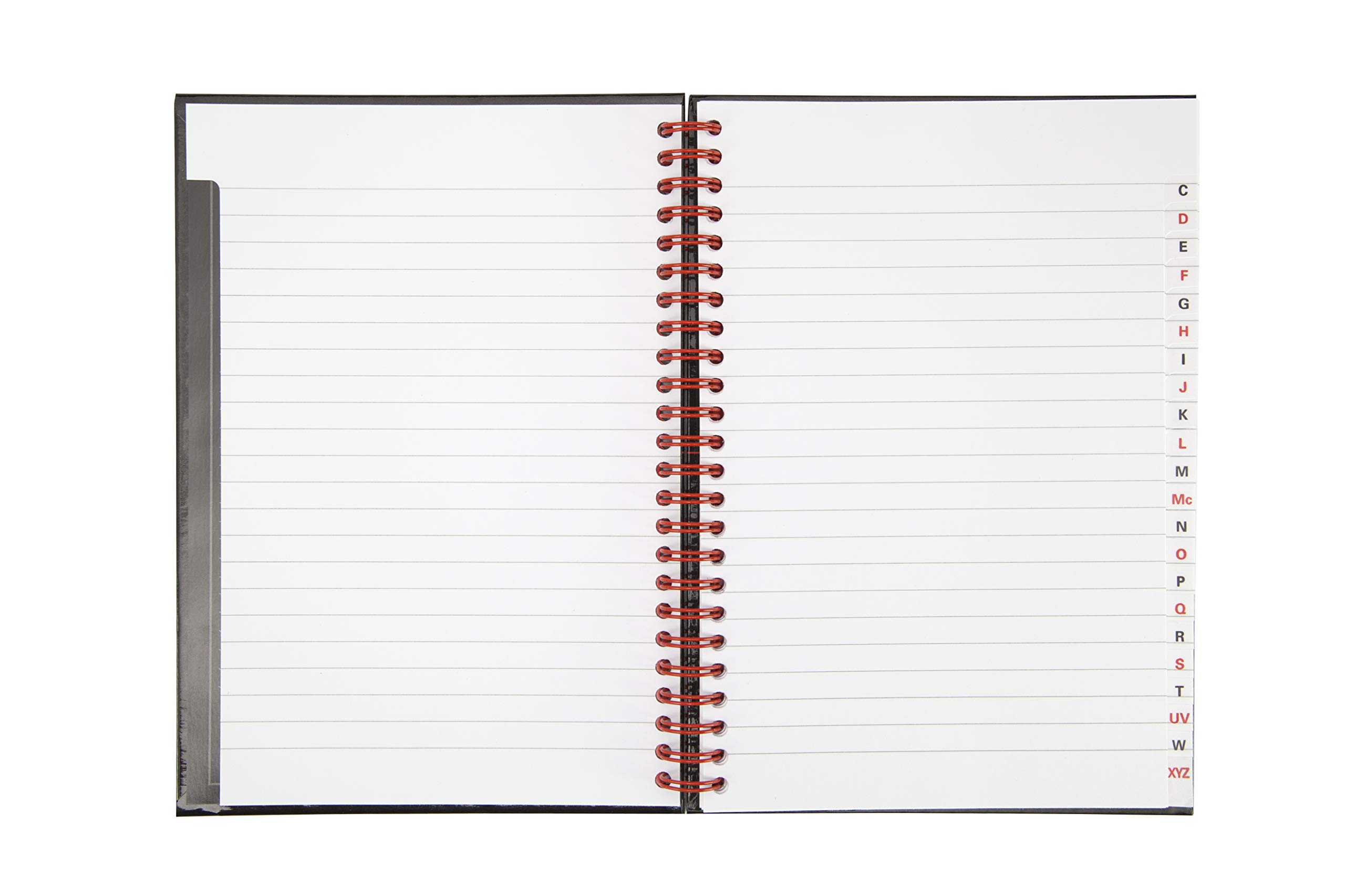 Oxford Black n' Red A5 Glossy Hardback Wirebound Notebook - 5-Pack Ruled Journals with A-Z Index, 140 Pages Each - Perfect for Office, School & Note Taking