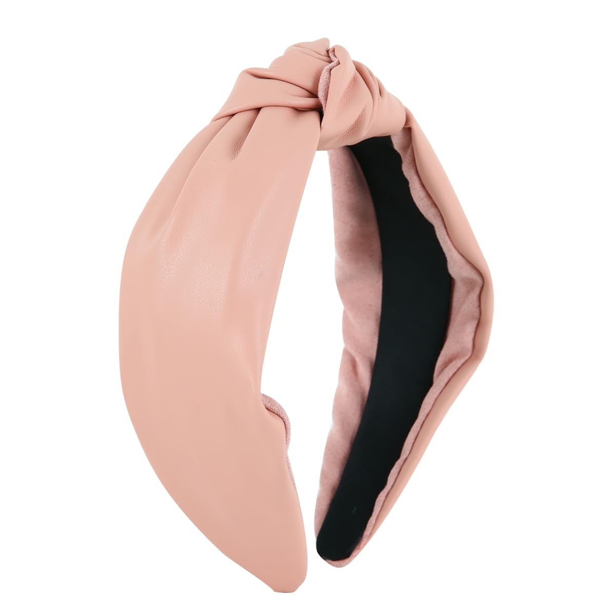 FEDANS Women's Luxury Leather Knotted Headband - Non-Slip Wide Top Knot Hair Accessory for Women & Girls (Pink) | Perfect for Work, Parties, Weddings & Everyday Fashion