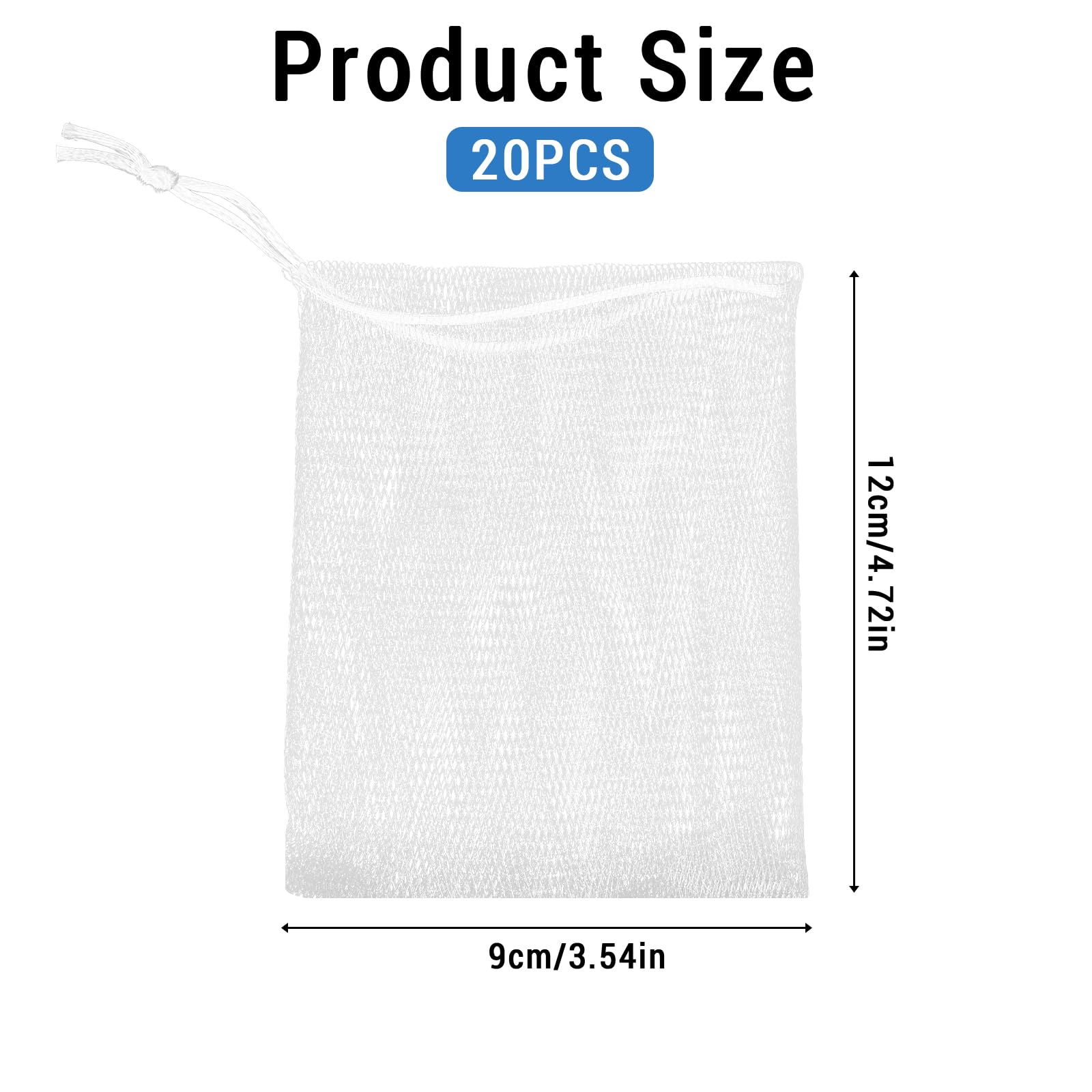 Mozeat 20-Pack Exfoliating Mesh Soap Saver Bags with Drawstring - Reusable Soap Pouch for Handmade Soap, Bath & Shower | Creates Rich Lather, Extends Soap Life, Perfect for Travel & Eco-Friendly Bathing