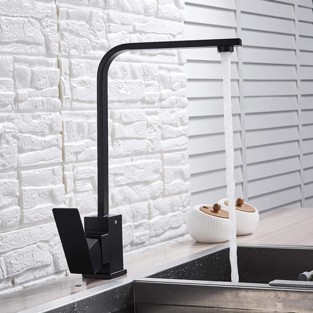 Stainless Steel Black Kitchen Faucet with Hot and Cold Water Mixer - Modern Pull Down Sprayer for Sink, Perfect for Cooking & Dishwashing (Commercial & Home Use)