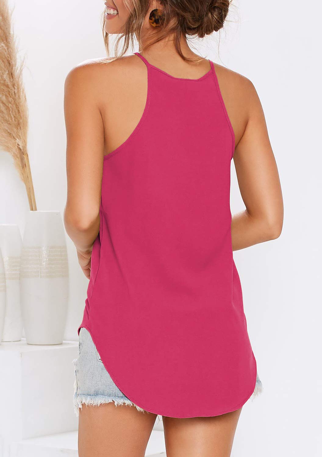 THANTH Women's Halter Tops - Sleeveless Summer Tank Top with High Neck & Adjustable Straps - Casual Cami Tee for Beach, Yoga, and Everyday Wear