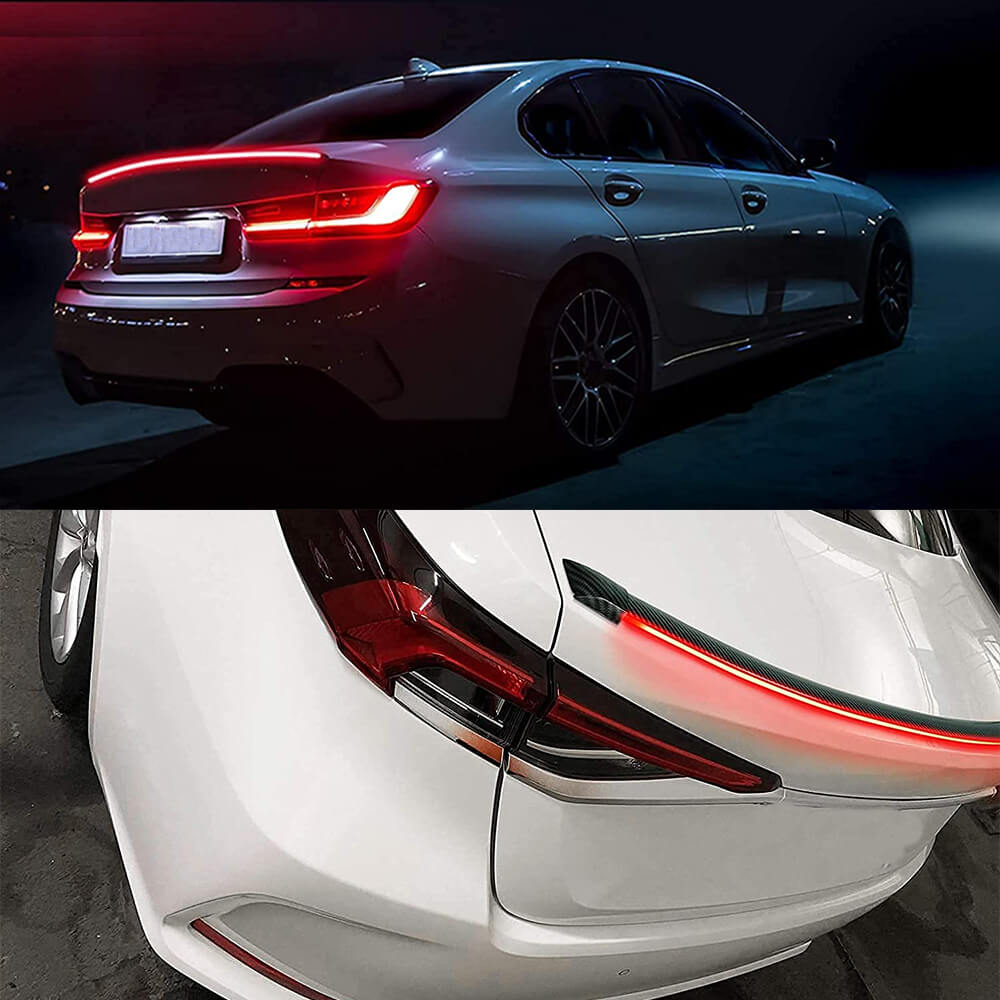 1.18 Meters Carbon Fiber LED Car Tail Brake Light Bar Strip - Rear Spoiler Lip Trim for Enhanced Visibility & Style | Perfect for Night Driving & Custom Car Mods