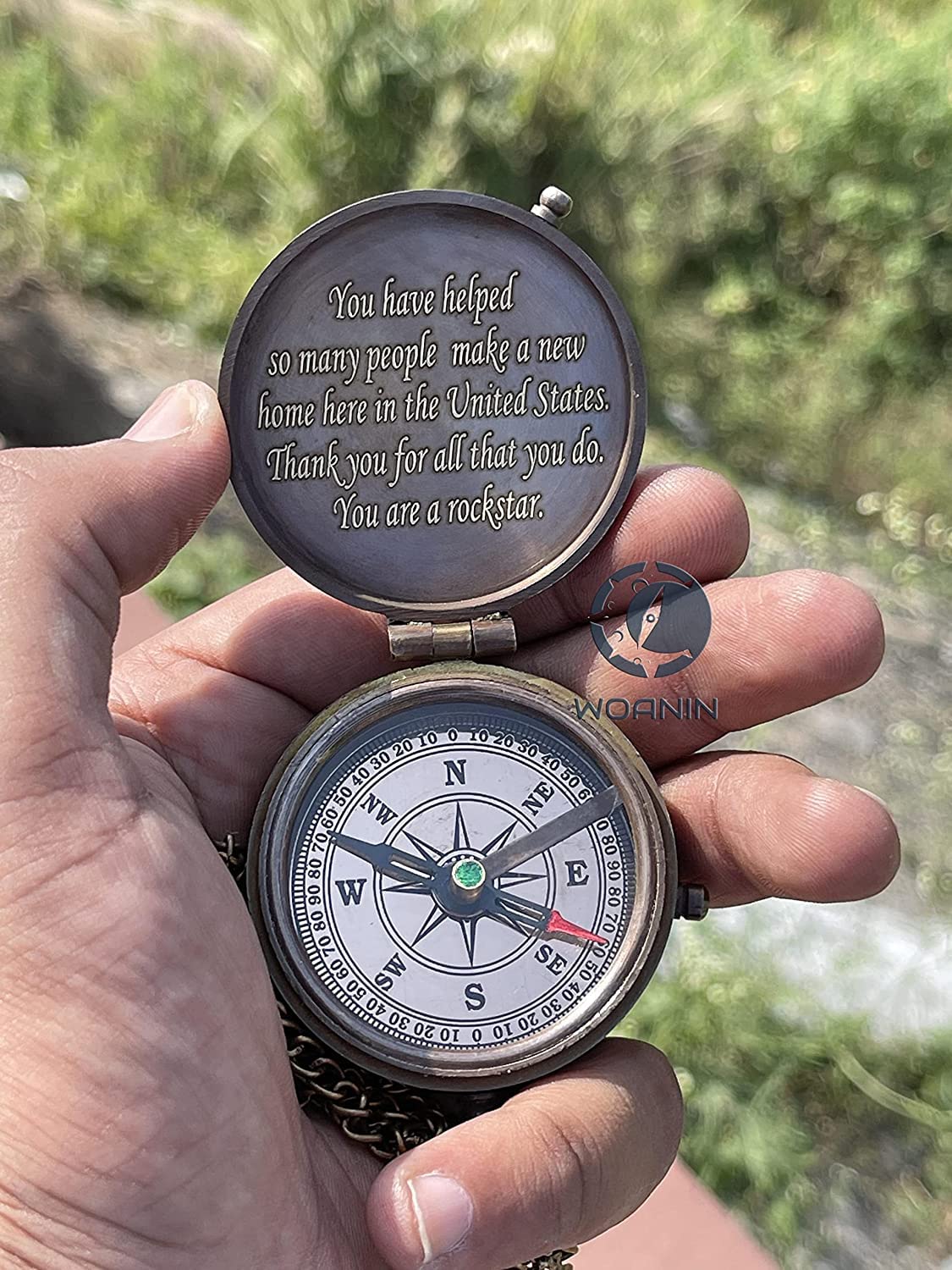 Custom Engraved Thoreau 'Go Confidently' Compass with Leather Case - Premium Camping & Boating Navigation Tool - Unique Graduation Gift for Outdoor Enthusiasts (Perfect for Hiking, Sailing & Adventure Travel)