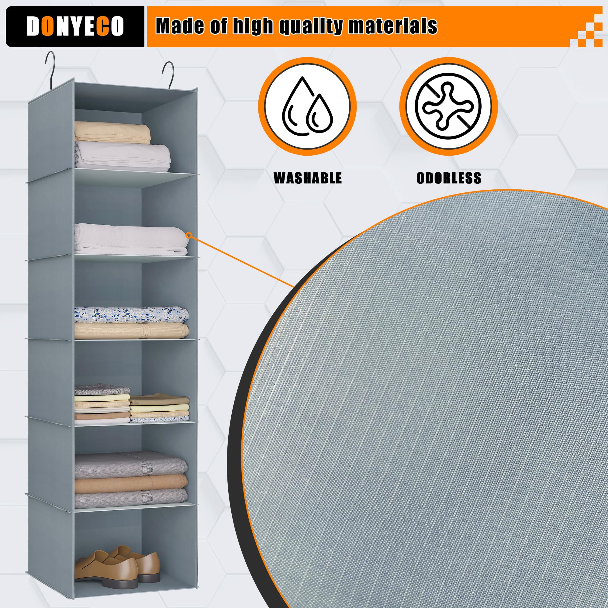 6-Shelf Hanging Closet Organizer - Space Saving Oxford Fabric Storage Solution for RV, Wardrobe, Nursery & Baby Room - Perfect for Home, Camping & Travel Organization