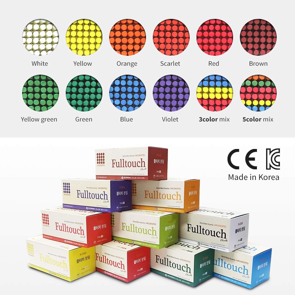 Hagoromo Fulltouch Color Chalk - 72 Piece Set (Blue) - Premium Dustless Chalk for Teachers, Classrooms, Restaurants & Sidewalk Art