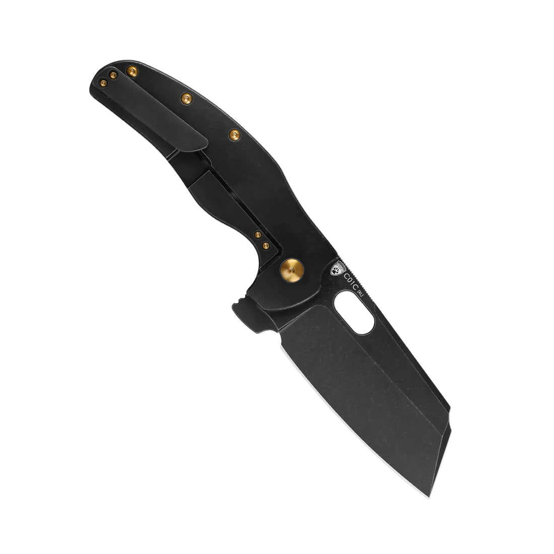 Kizer Ki5488A1 XL Sheepdog Folding Knife - Black Stonewash Blade & Titanium Handles - EDC, Outdoor Camping, Hunting, Survival Gear