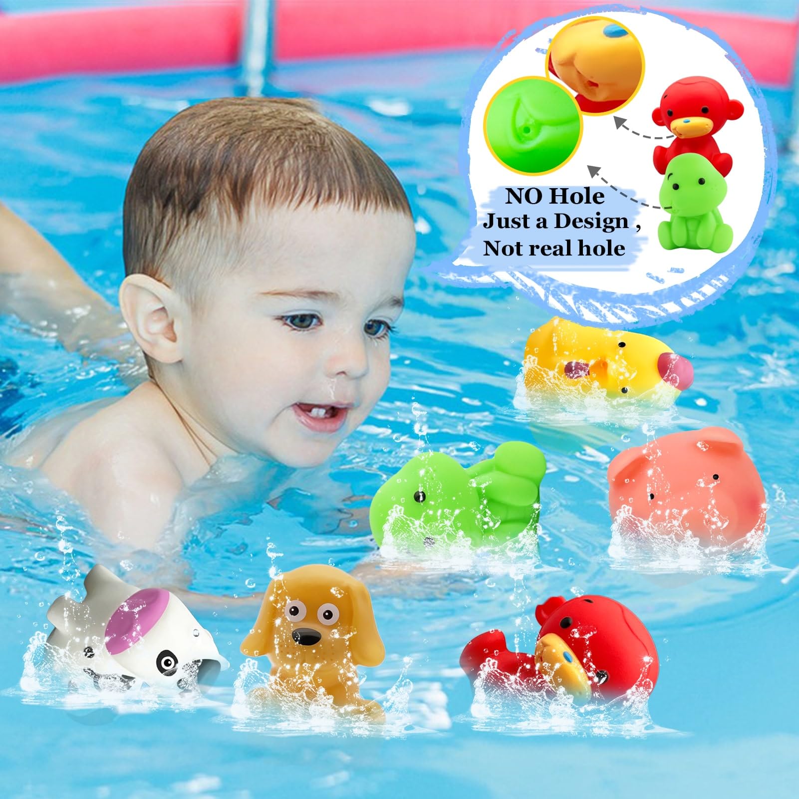 Mold-Free Baby Bath Toys for Kids Ages 1-3 | No-Hole Floating Bath Toys for Toddlers | Safe Bathtub, Pool & Water Table Toys | Perfect Infant Gift for 6-18 Months & 1-3 Year Old Boys & Girls | Fun Sensory Play During Bath Time & Outdoor Water Activities