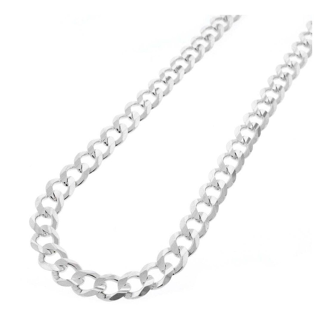 7.5MM 180 Flat Pave Curb Chain - .925 Solid Sterling Silver Necklace (8-30 Inches) | Elegant Layering Piece for Women, Perfect for Everyday Wear & Special Occasions