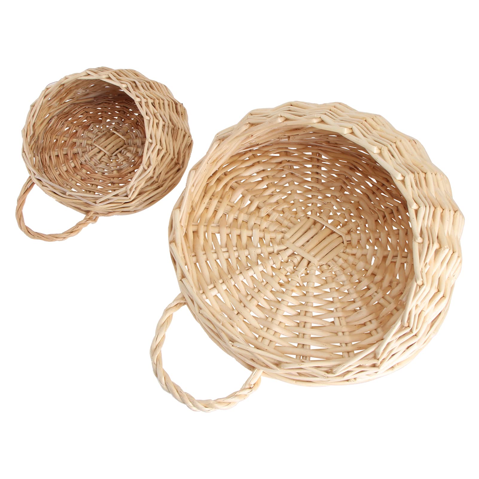 IMIKEYA 2 Pack Woven Hanging Plant Baskets - Macrame Wall Hangers for Indoor Outdoor Plants, Boho Home Decor with Wooden Basin - Perfect for Living Room, Bedroom, Patio & Garden Decor