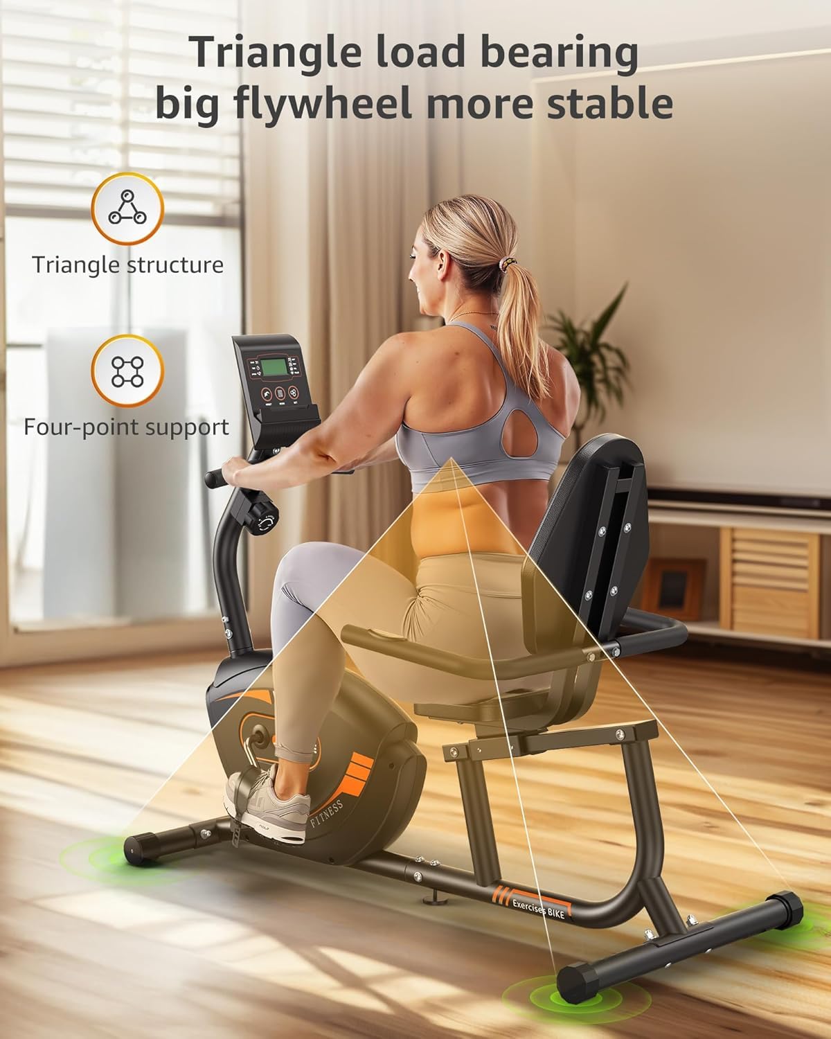 **JEEKEE Recumbent Exercise Bike for Seniors & Adults - 300LB Weight Capacity, 16-Level Magnetic Resistance, Heart Rate Monitor - Home Gym Equipment for Low-Impact Workouts & Physical Therapy**