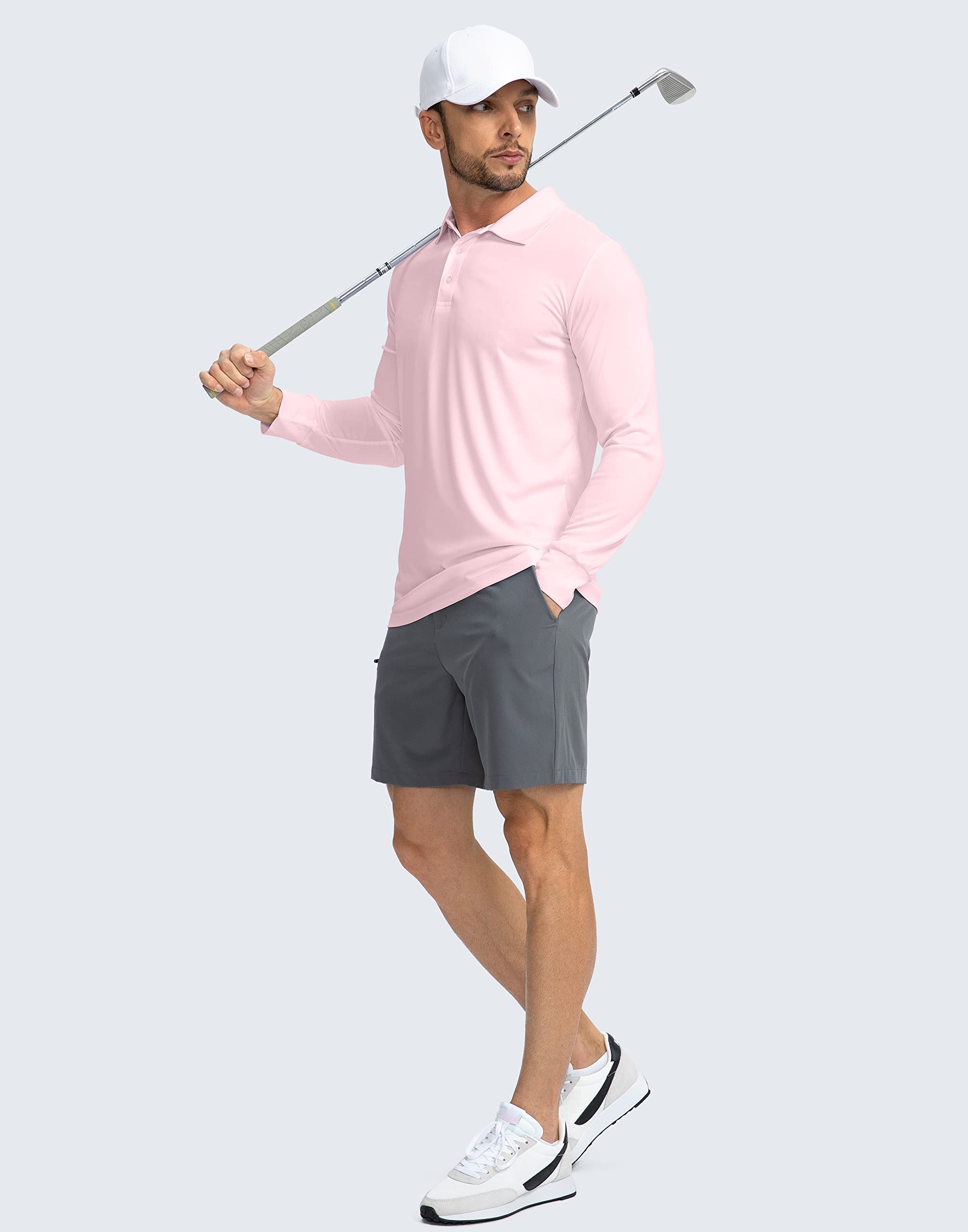 Men's Long Sleeve Polo Shirt - UPF 50+ Sun Protection, Lightweight & Breathable Golf Shirt for Work, Fishing & Outdoor Activities | Moisture-Wicking & UV Protection for Golf, Hiking & Summer Wear