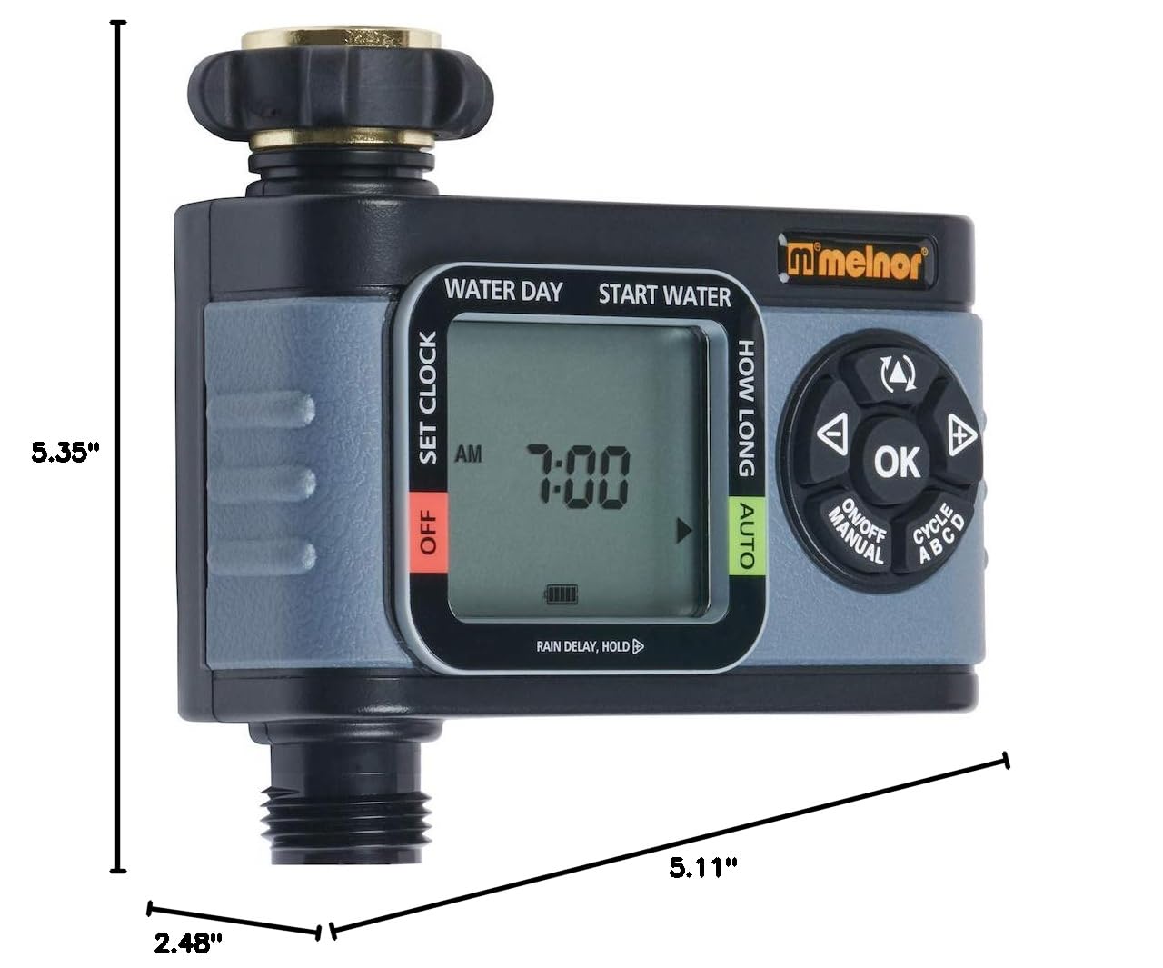 Melnor HydroLogic 1-Zone Digital Water Timer for Garden & Lawn Irrigation - Automatic Sprinkler System Controller with Easy Programming