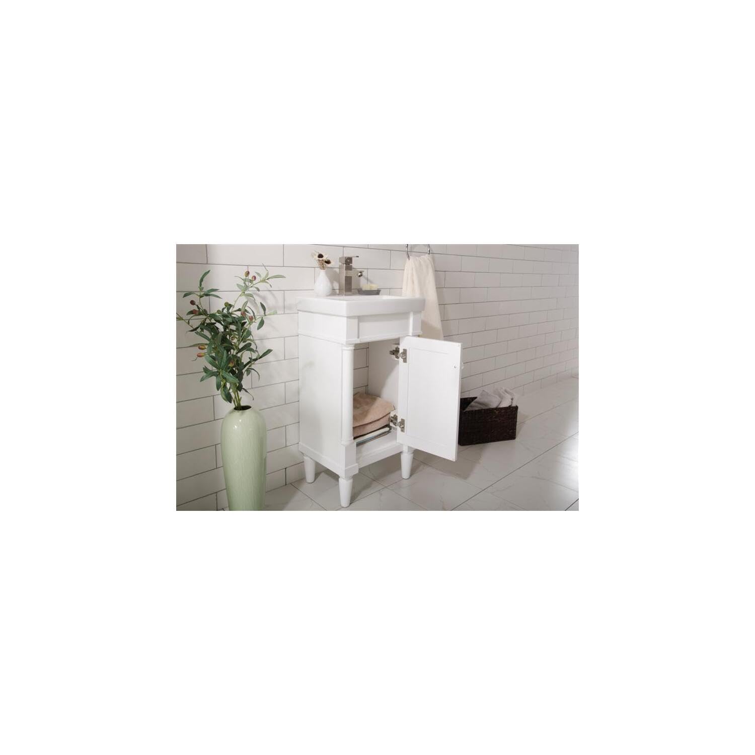Legion Furniture 18 Inch White Bathroom Vanity with Sink - Modern Space-Saving Design for Small Bathrooms, Powder Rooms & Apartments