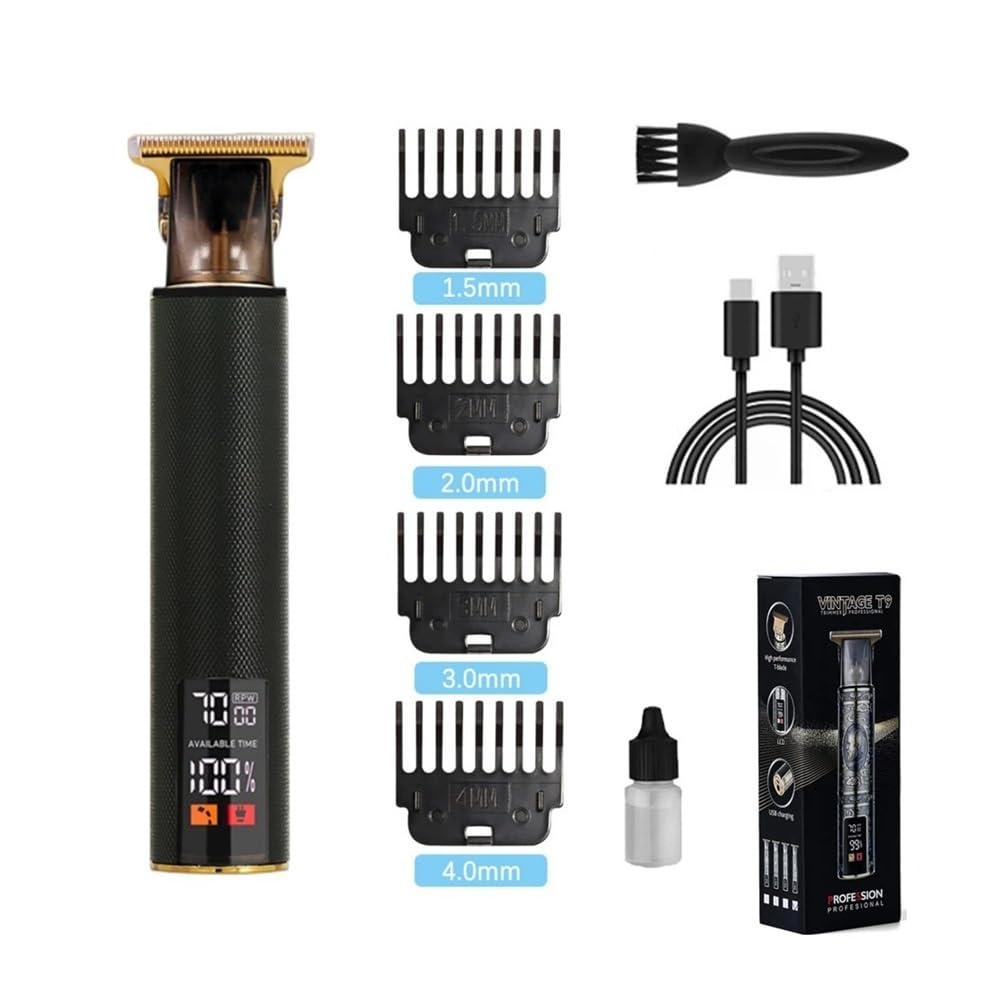 Premium T9 All-Metal Electric Razor with LCD Display - Portable Travel Shaver & Barber Trimmer for Men (ABS Dragon) - Perfect for Home, Travel & Professional Grooming