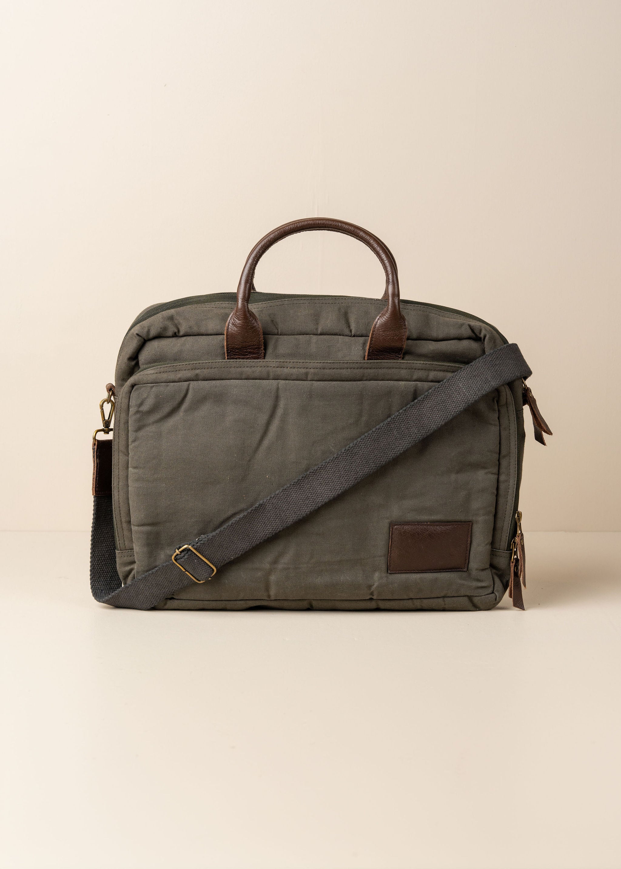 Durable Olive Green Canvas Laptop Bag for Men & Women - Lightweight Travel Backpack for Work, School & Commuting | Perfect for Business Trips & College Students