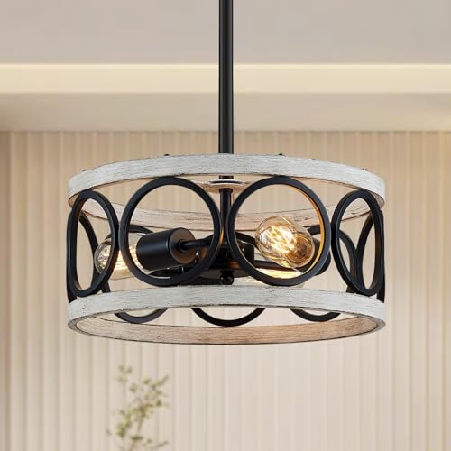 White Drum Chandelier-3 Light