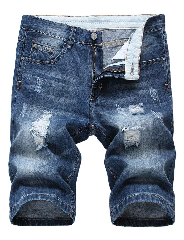IDEALSANXUN Men's Ripped Denim Shorts - Distressed Pattern Jean Shorts for Casual Wear, Summer Outfits & Street Style Fashion