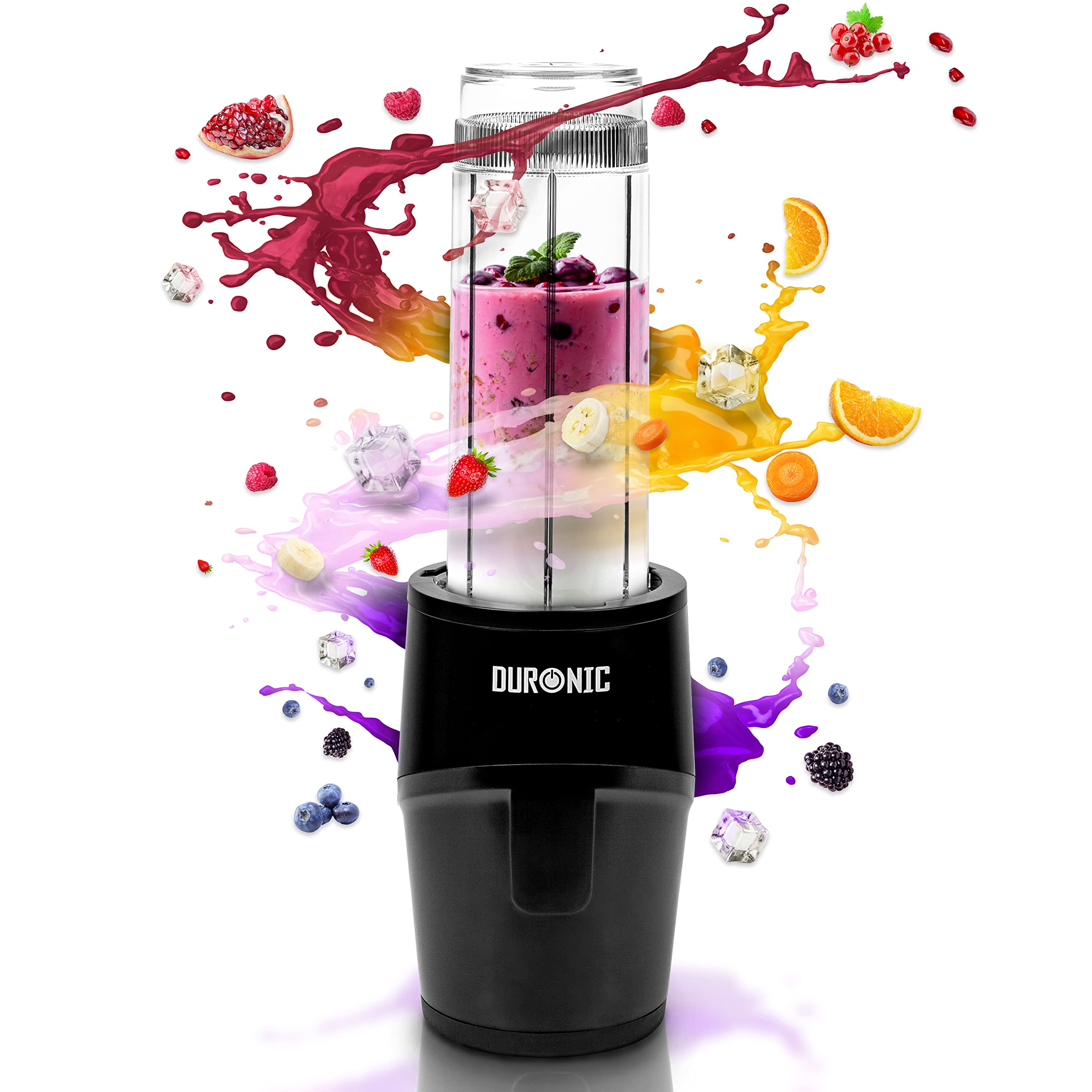 Duronic BL510 Mini Electric Blender 500W | Portable Blender with 570ml BPA-Free Bottle | Compact Personal Blender for Smoothies, Cocktails, Baby Food & Shakes | Perfect for Gym, Office, Travel & Home Use