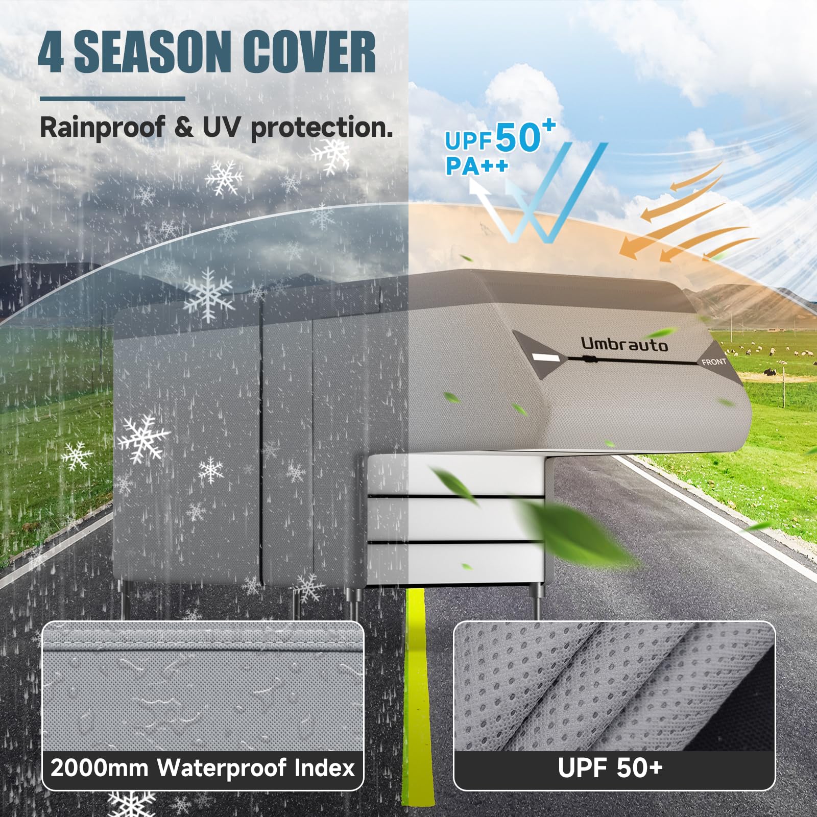 Umbrauto Truck Camper Cover - 7 Layer Heavy Duty RV Cover for 8-10FT Slide-in Campers | All Season Waterproof & Windproof Protection | Perfect for Winter Storage & Outdoor Camping Adventures
