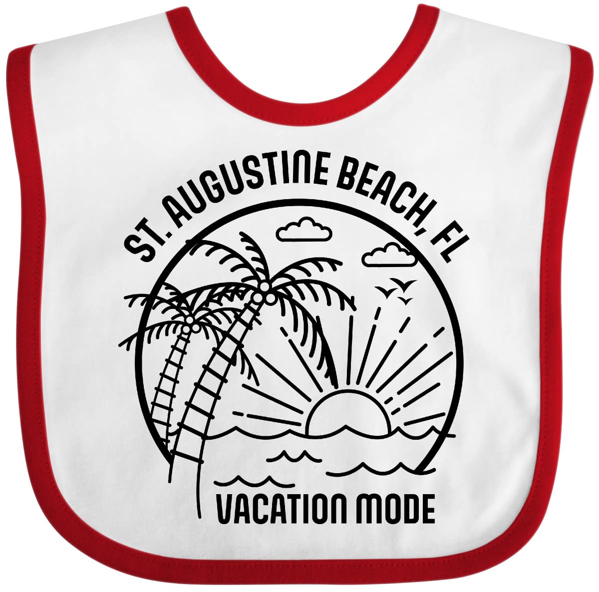 Inktastic Summer Vacation Mode St. Augustine Beach Florida Baby Bib - Soft Cotton Drool Bib for Infants & Toddlers - Perfect for Beach Trips, Travel, and Outdoor Adventures