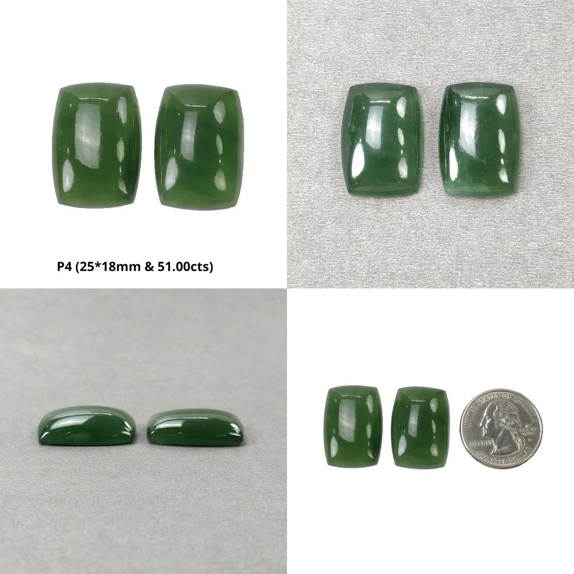 Natural Untreated Antigorite Serpentine Gemstone Cabochon - Cushion Shape (1pc or Pair) for Jewelry Making, Healing Crystals & Mineral Collections