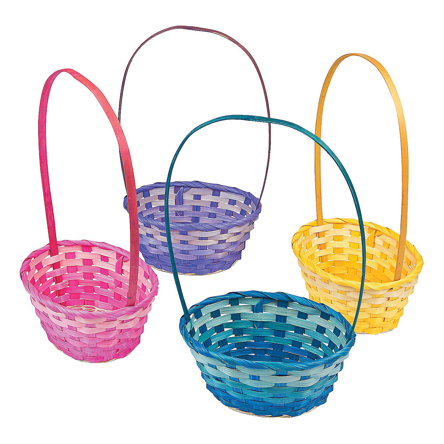 12-Pack Ombre Easter Baskets - Natural Bamboo Easter Egg Baskets for Easter Decorations, Party Favors, and Spring Home Decor