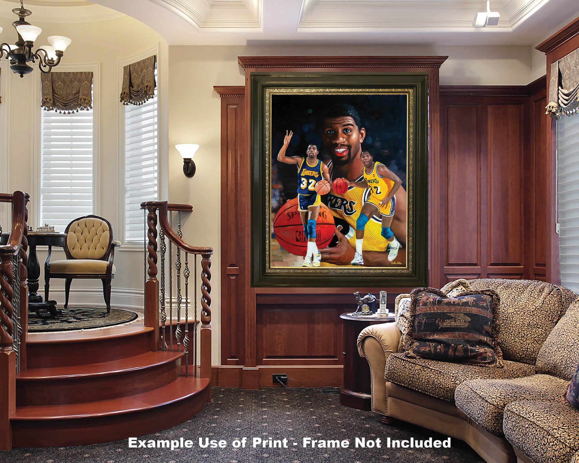 Magic Johnson LA Lakers NBA Basketball Art Print - 31x40 Polyester Canvas Wall Decor for Sports Fans & Man Cave